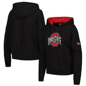 Colosseum Women's Small Black Ohio State Buckeyes Big‎ Logo Pullover Hoodie NWOT